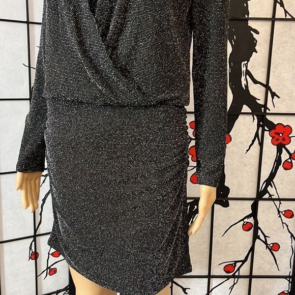 𝅺White House Black Market shimmering mini dress.  Size 10P NWT Black - Picture 6 of 14